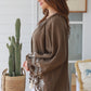 Chocolate Embroidered Long Sleeve Top