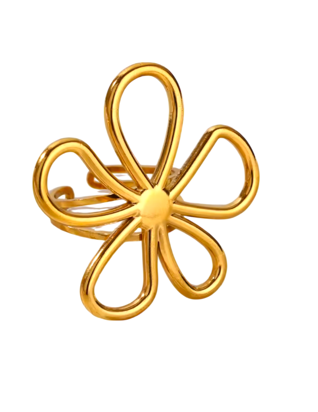 Large Flower Ring Adjustable 18K Gold Plated
