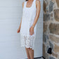 Lace Overlay Dress White Sleeveless