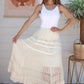 Lilly Design Maxi Skirt cream-beige crochet lace cotton