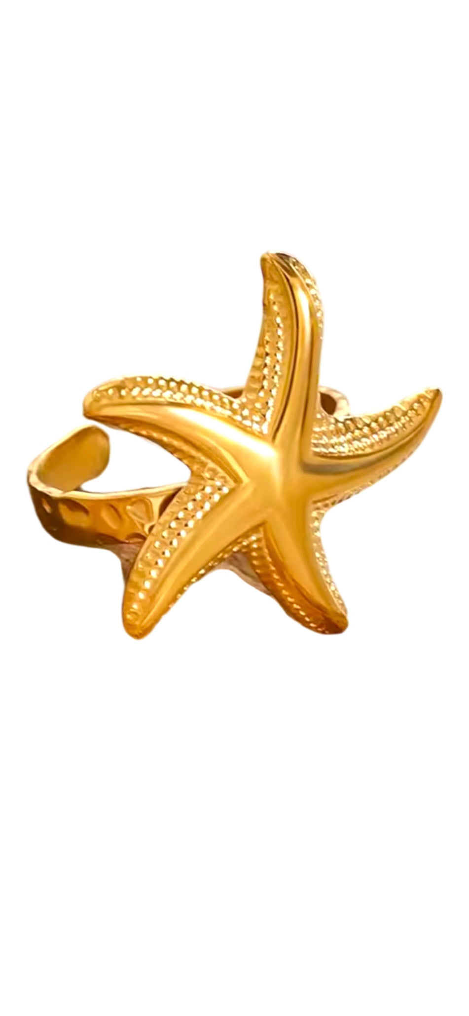 Starfish Ring Hammered Style 18k Gold Plated