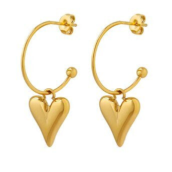 Heart Drop Earrings 18k Gold Plated