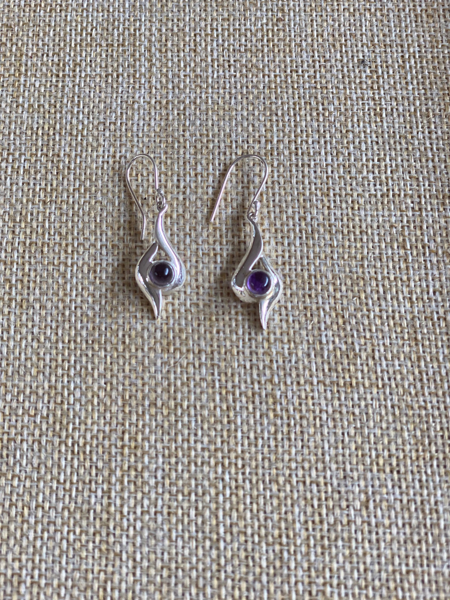 Amethyst Droplet Earrings Sterling Silver