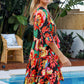 Safari Mini Dress Red 1/2 Sleeves