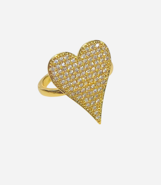 Heart Ring Cubic Zirconia 18kt Gold Plated