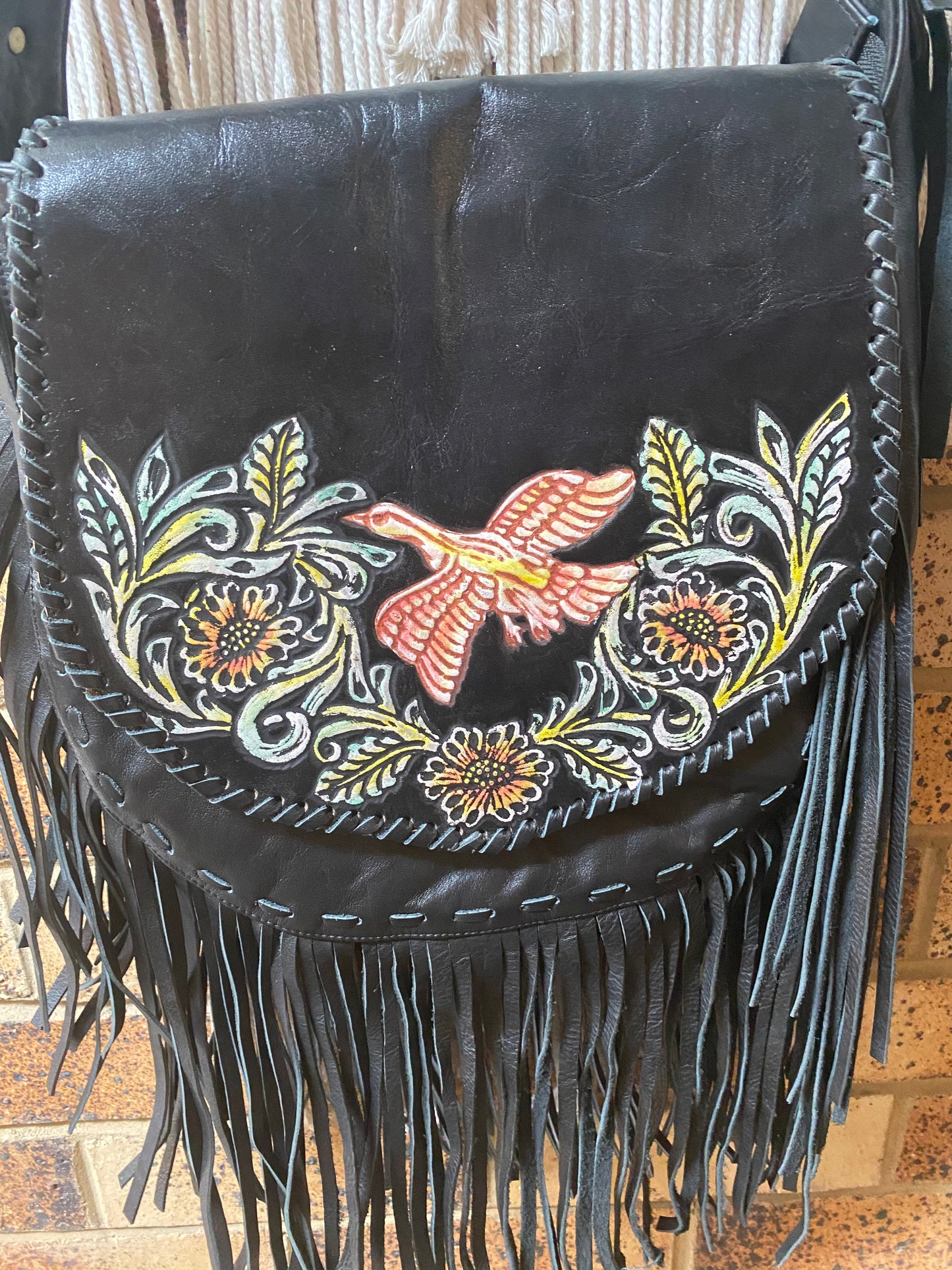 Paradiso Genuine Leather Fringe Black Bag