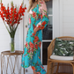 Tropics Glam Dress Multi Blue Floral