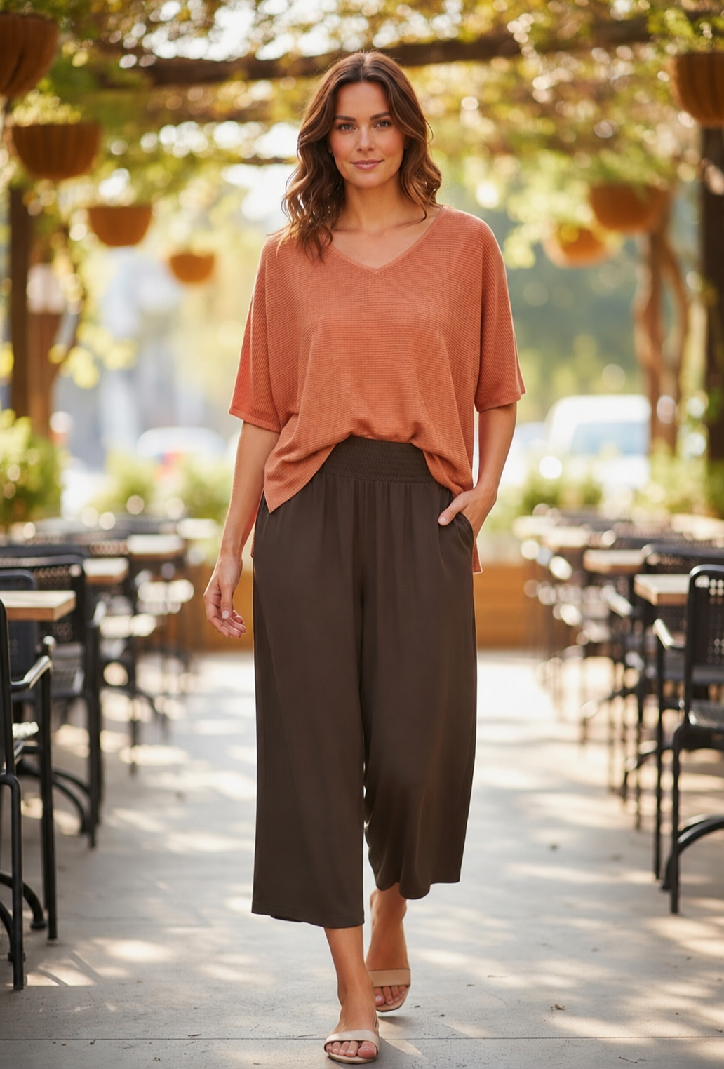 Illuka Pants Chocolate 3/4 Length