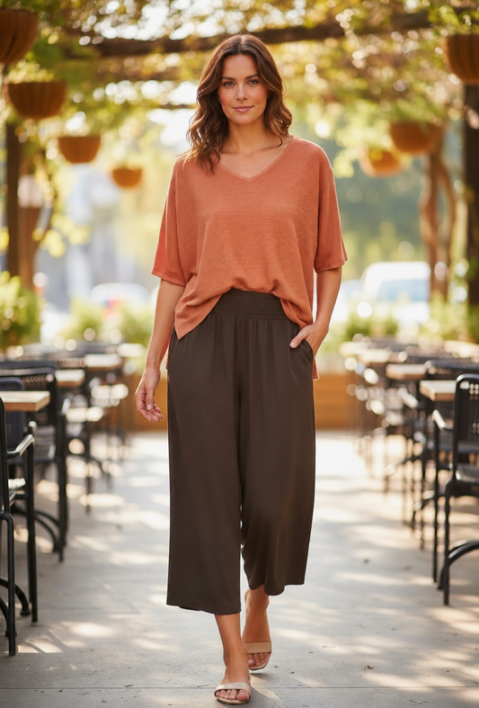 Illuka Rayon Pants Chocolate 3/4 Length