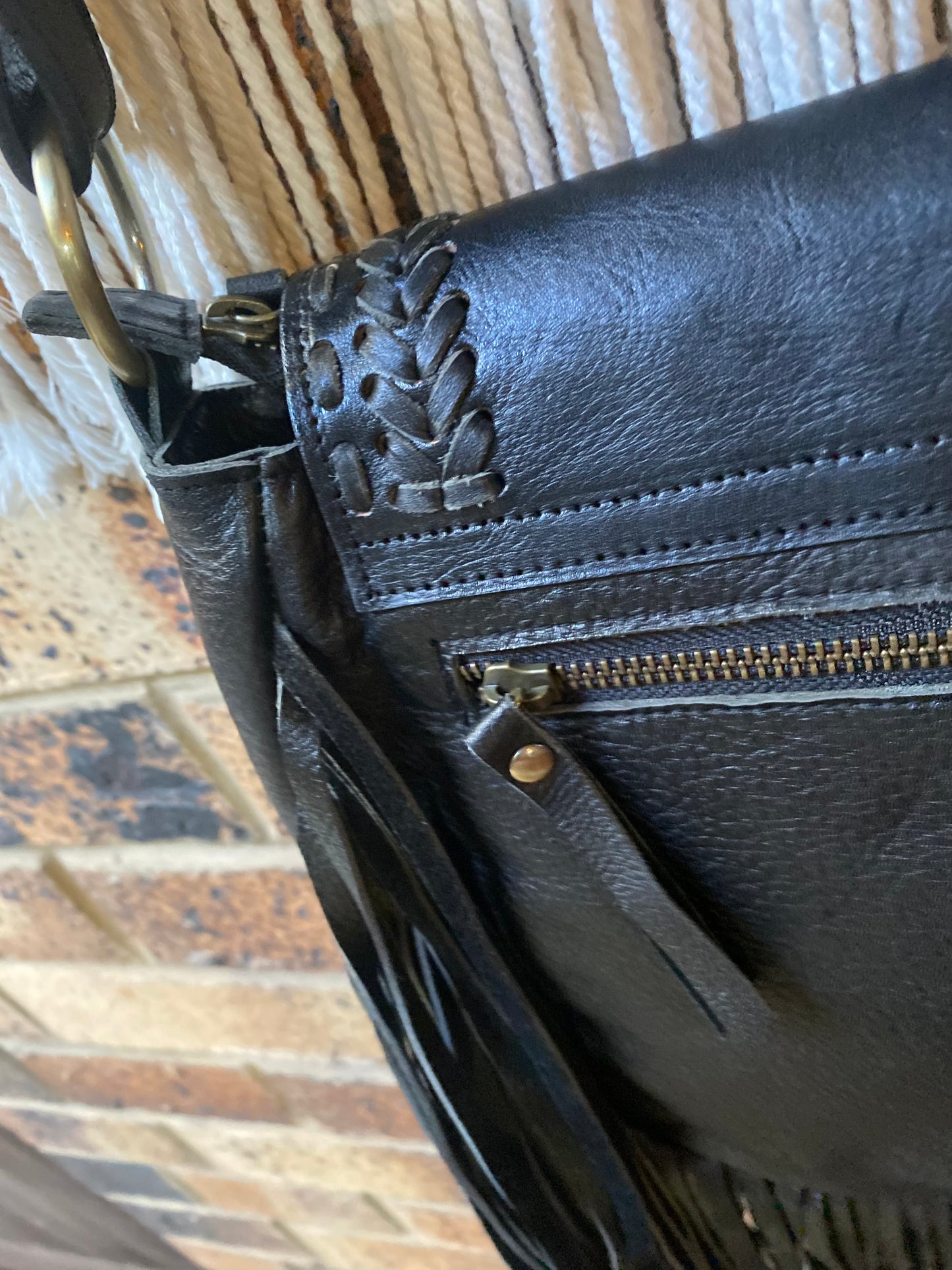 Studded Peacock Design Genuine Leather Bag