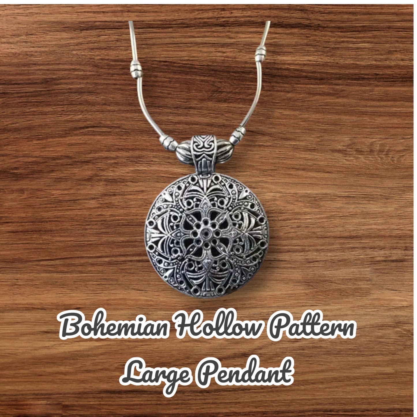 Bohemian Large Pendant Necklace Hollow Medallion Design