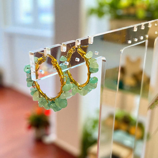 Amazonite Stone Earrings 18k Gold Plated