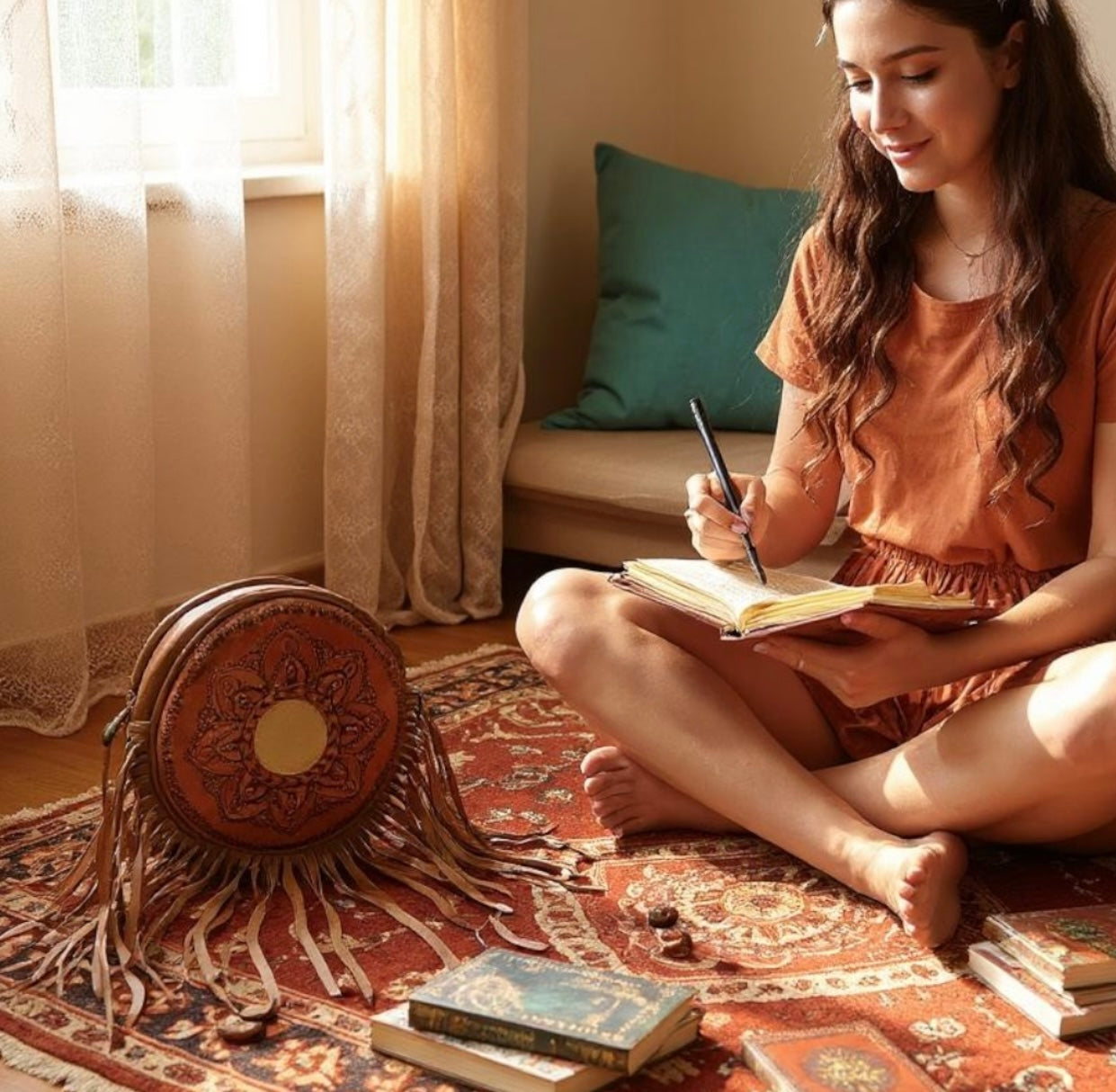 Western Round Leather Bag
Natural Brown