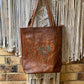 Tote Leather shoulder Bag with Bull Print