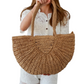 Straw Tote 1/2 Moon Shoulder Bag Travel, Beach, Shopping