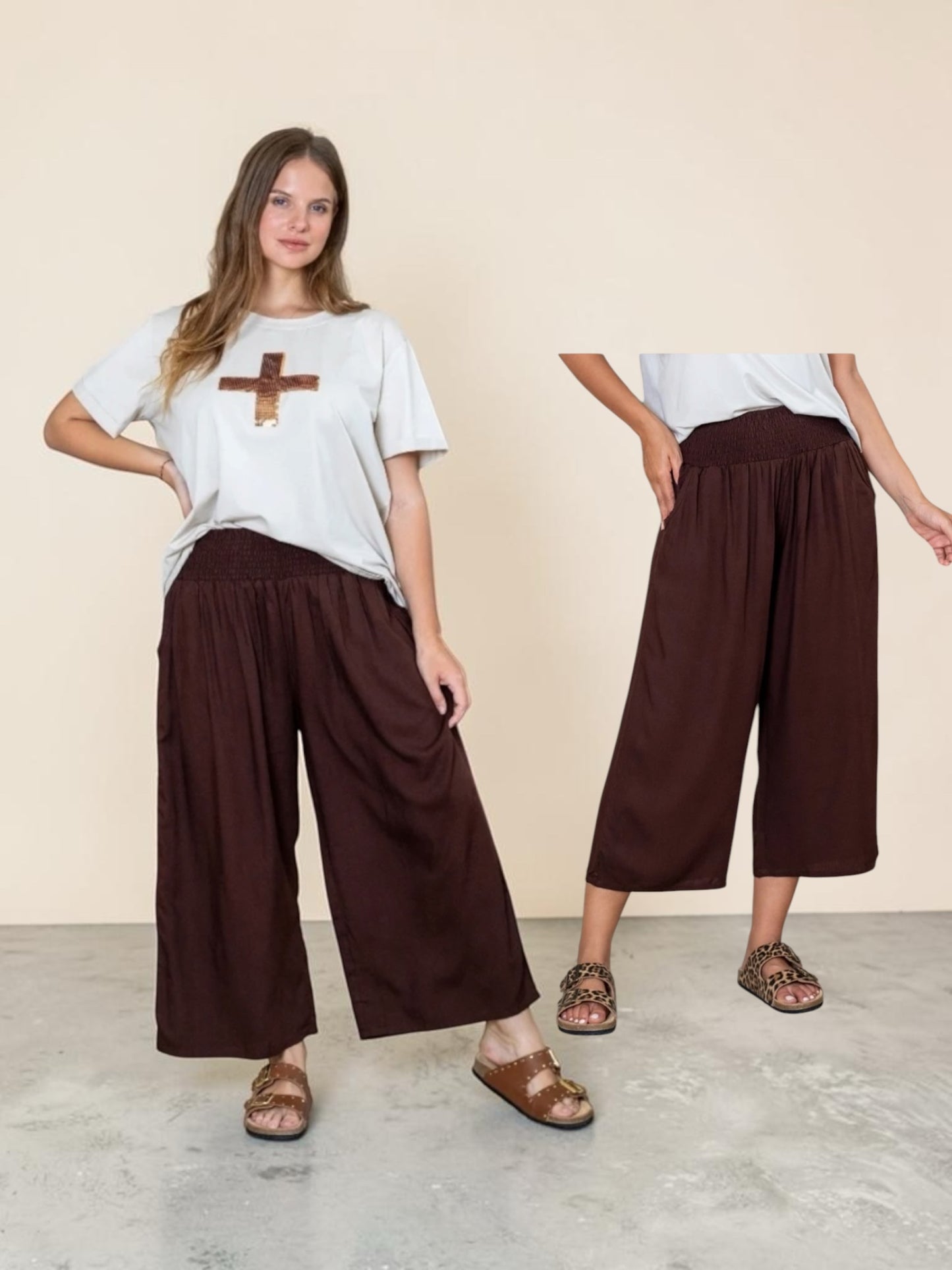 Illuka Pants Chocolate 3/4 Length