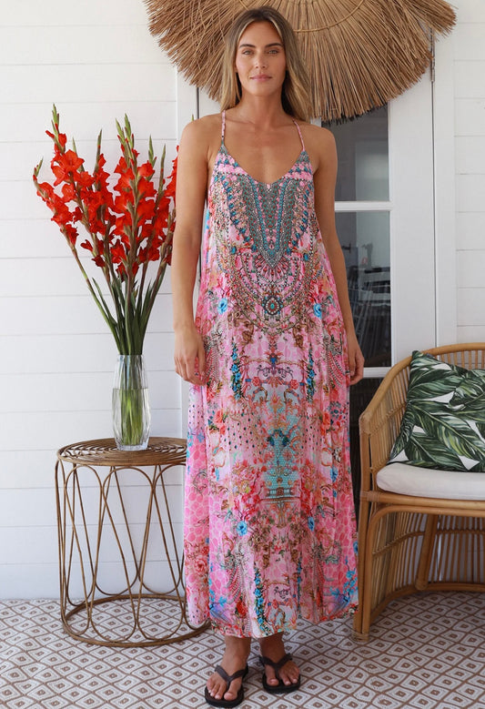 Crystal Luxe Dress Bloom Print Pink