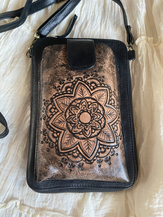Lotus Zip Round Phone Wallet Bag
