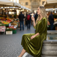 Velvet Maxi Dress OliveGreen Made In Italy