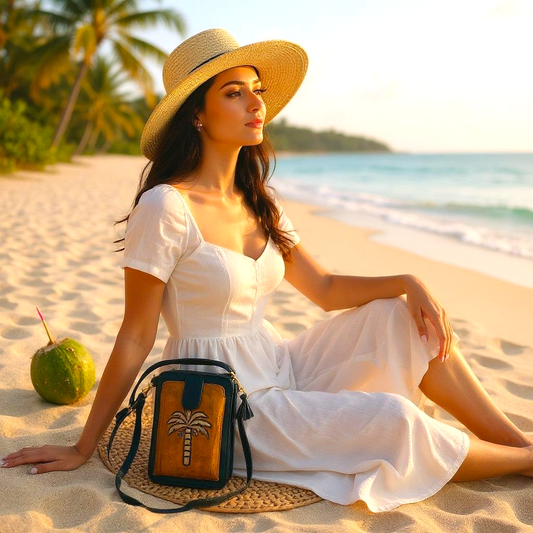 Coco Palm Tree Wallet Phone Bag Leather