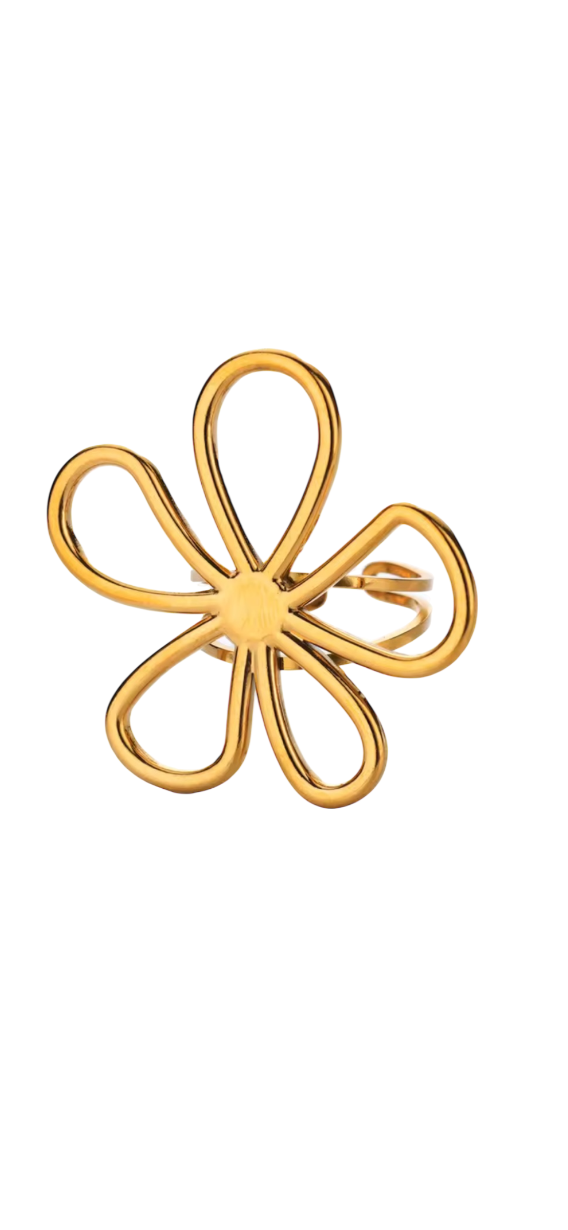 Large Flower Ring Adjustable 18K Gold Plated