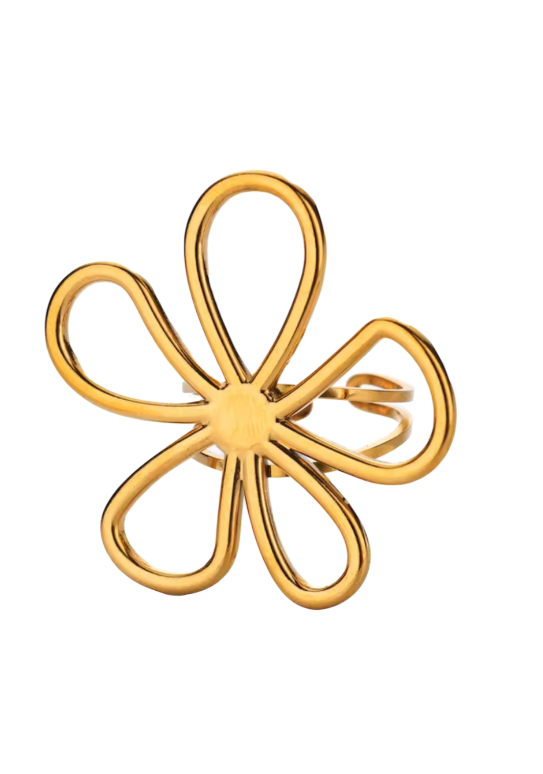Large Flower Ring Adjustable 18K Gold Plated