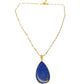 Natural Lapis Stone Teardrop
Pendant Necklace 18k Gold Plated
