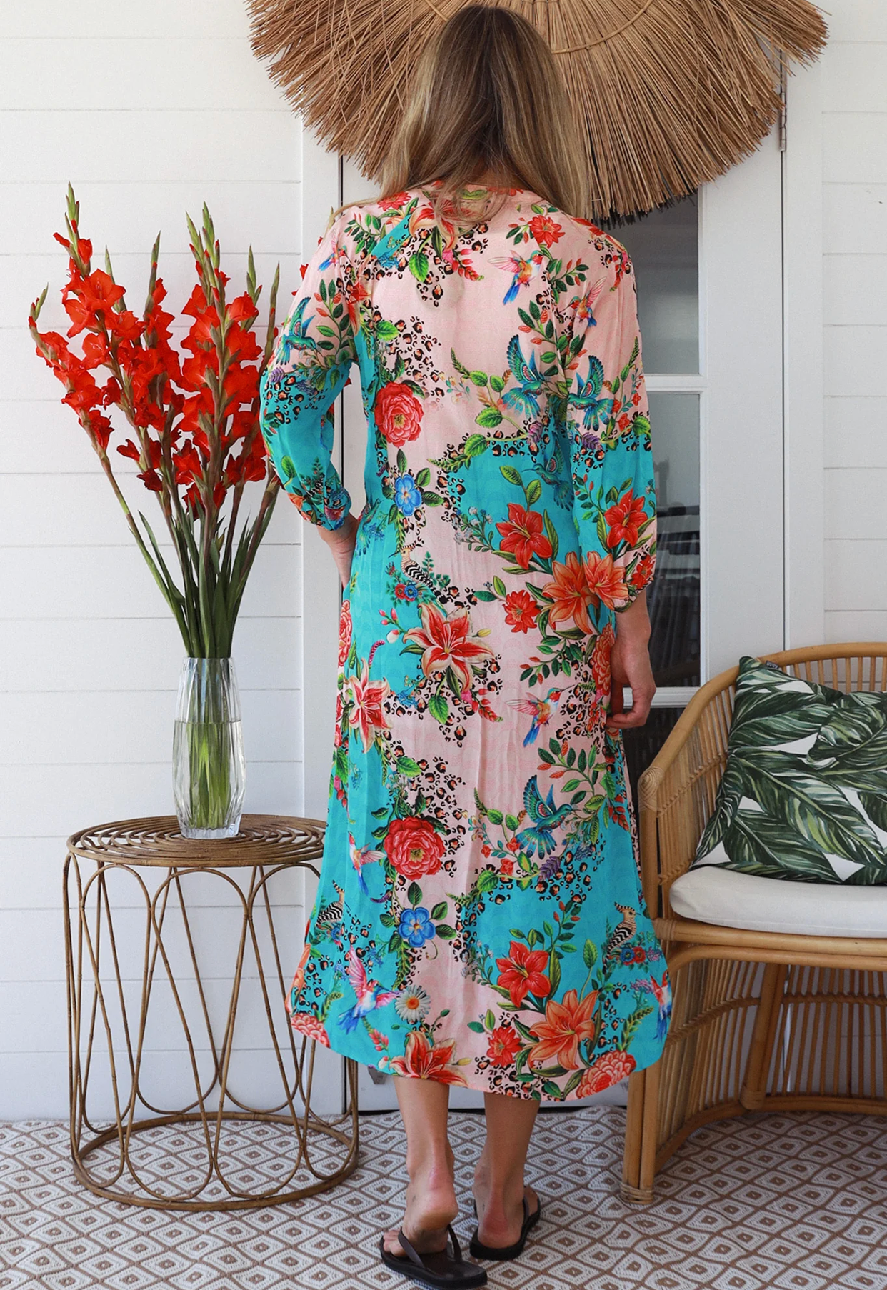 Tropics Glam Dress Multi Blue Floral