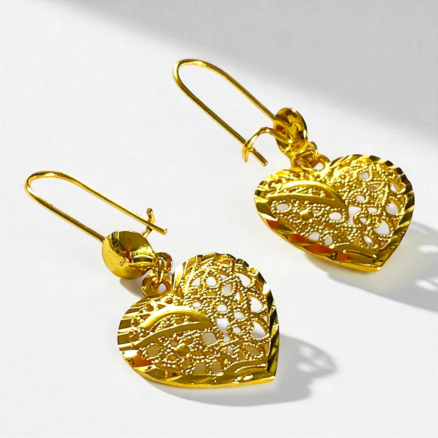 Heart Hook Earrings 24k Gold Plated