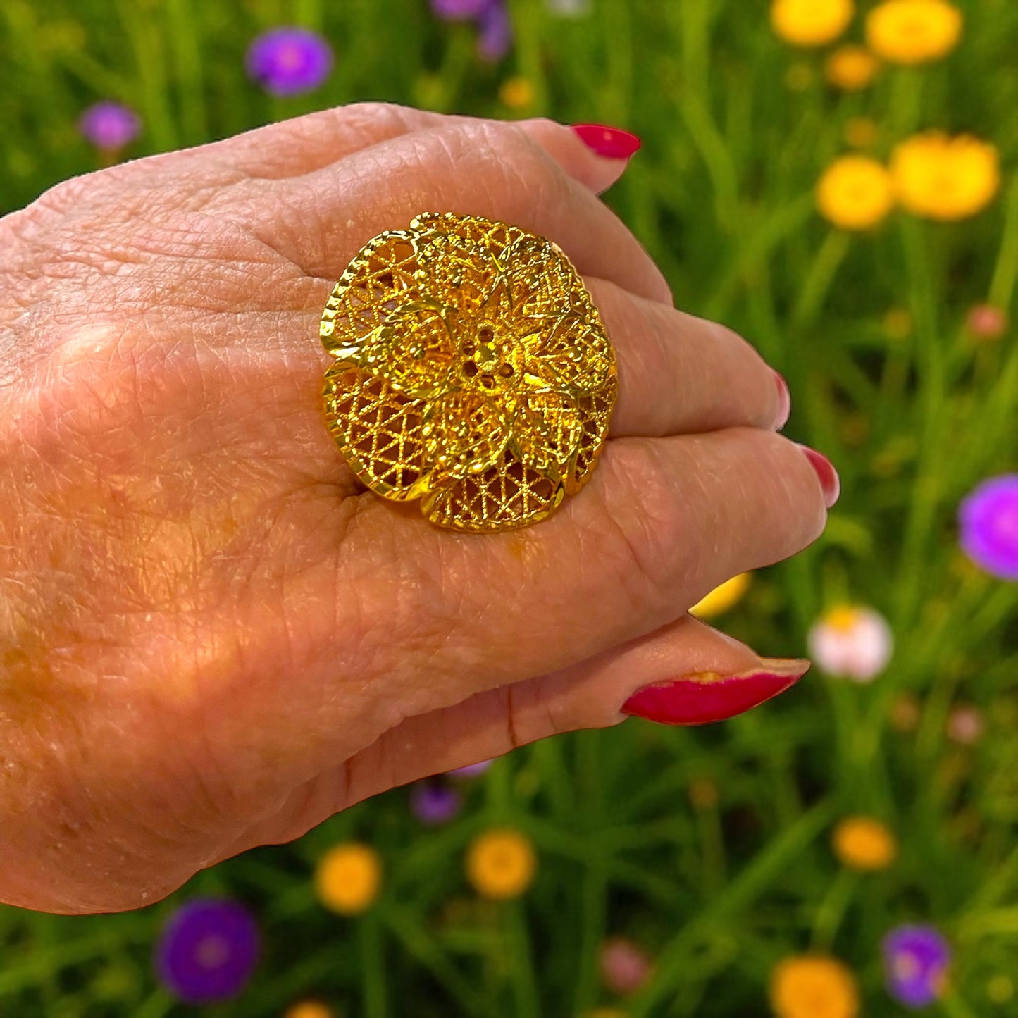 Flower Cluster Ring Adjustable