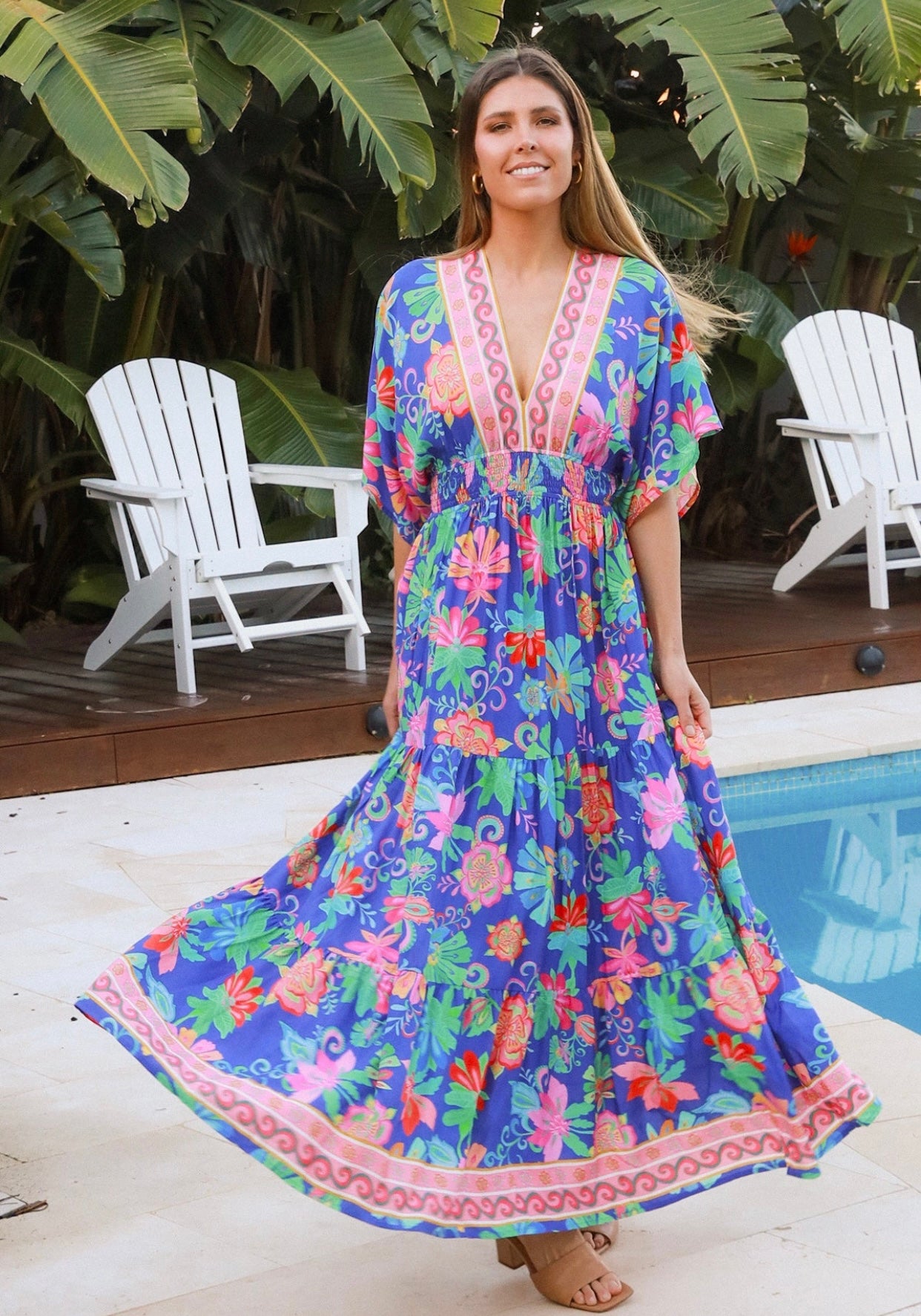 Vibrant Boho Floral Maxi Dress