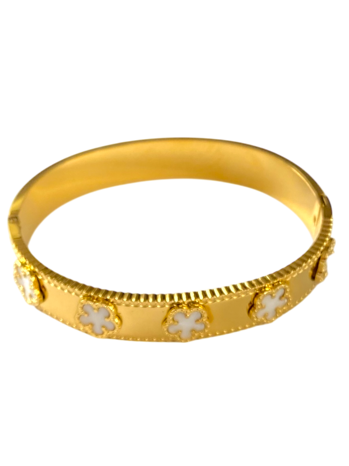 Bangle Open Hinged Pearl Flower Motifs