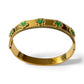 Bangle Open Hinged Green Flower Motifs