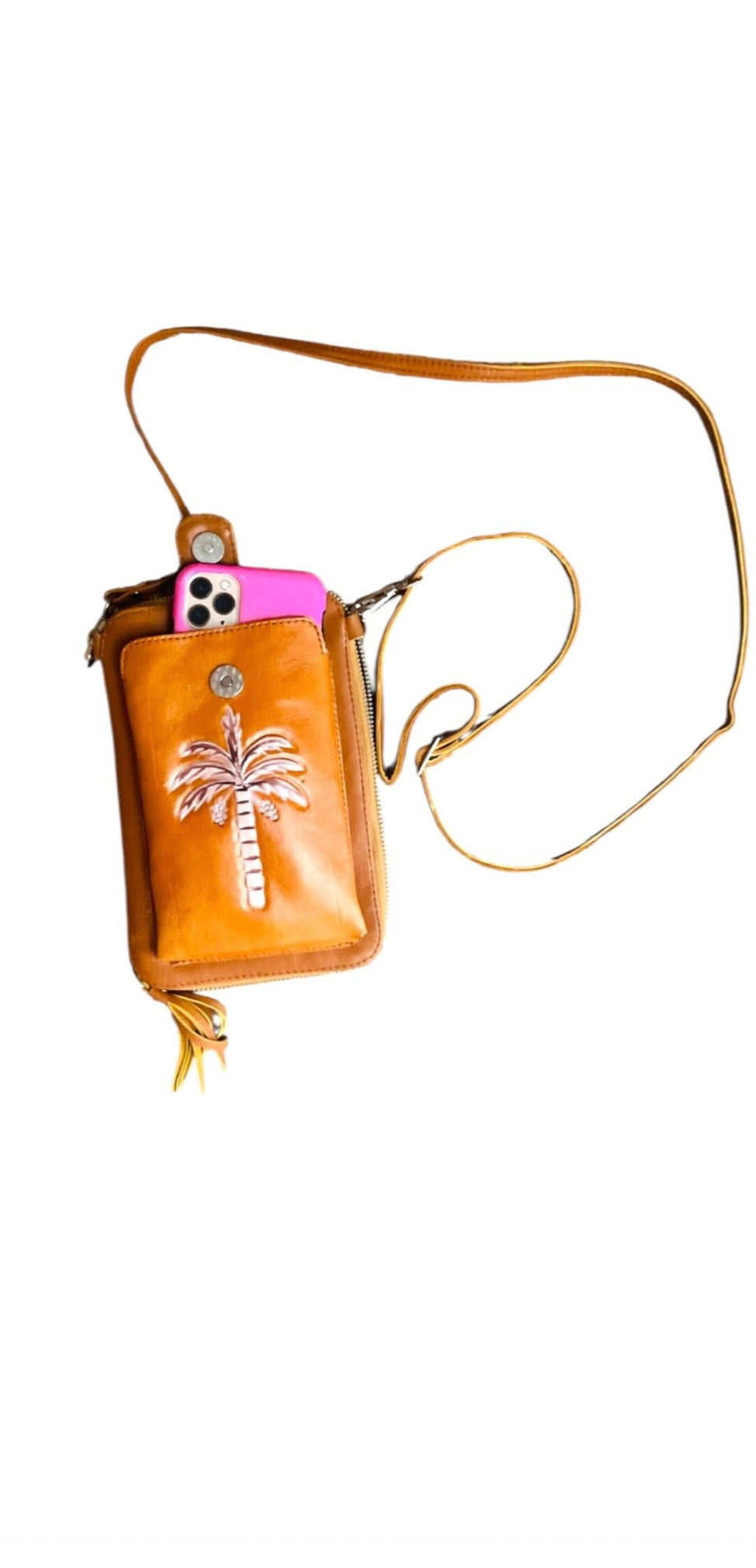 Coco Palm Tree Phone Wallet Bag Leather