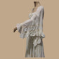 Exclusive!! Angel Sleeves Maxi Dress Cotton-Trim-LaceUp Dress Calico