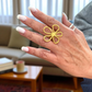 Large Flower Ring Adjustable 18K Gold Plated