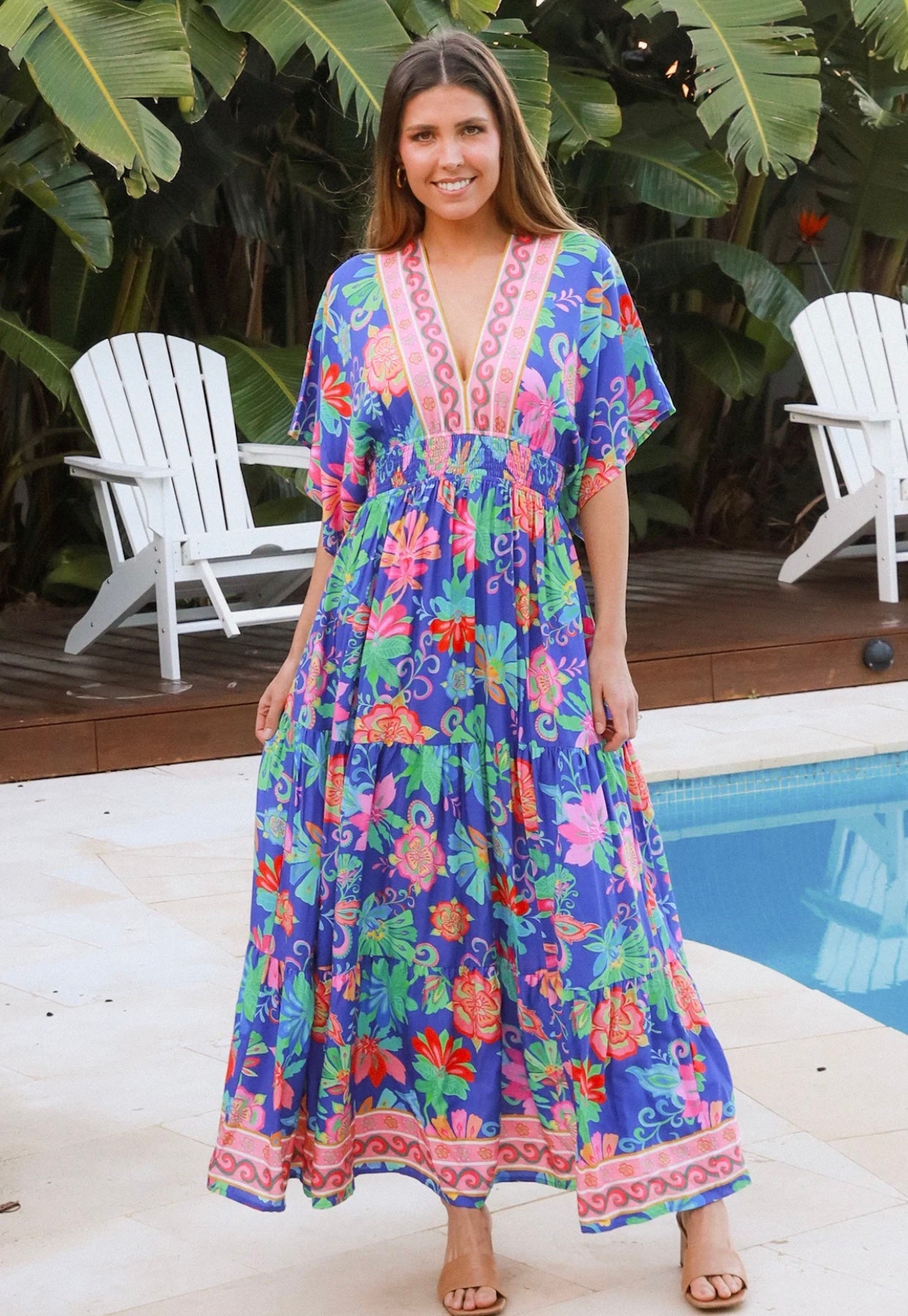 Vibrant Boho Floral Maxi Dress