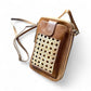 Rattan Mesh Rustic Phone Wallet Bag Leather