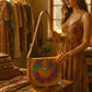 Rosalie Tan Brown Floral Leather Bag