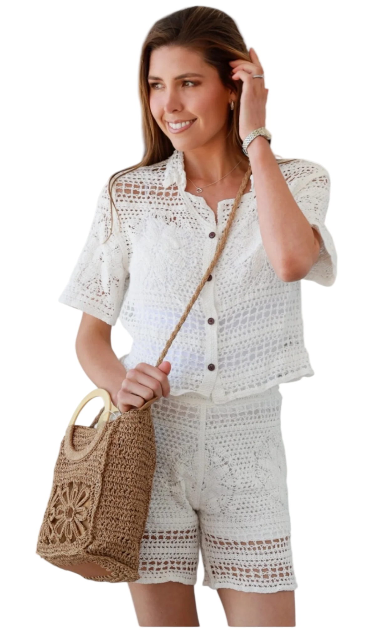 Flower Weaved Straw Bag Travel, Shopping