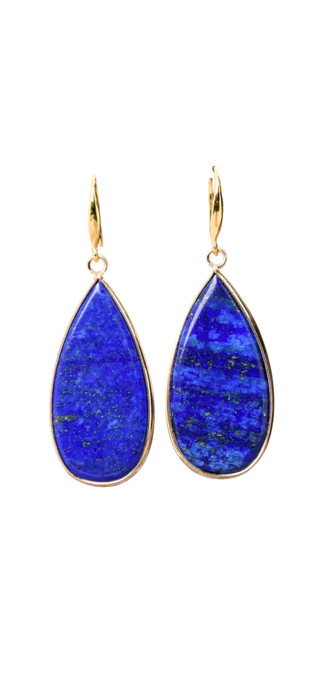 Lapis Stone Teardrop Earrings 18k Gold Plated