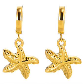 Starfish Drop Earrings 18k Gold Plated