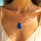 Natural Lapis Stone Teardrop
Pendant Necklace 18k Gold Plated