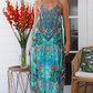 Crystal Luxe Dress Multi Bloom Print Azure Blue