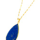 Natural Lapis Stone Teardrop
Pendant Necklace 18k Gold Plated