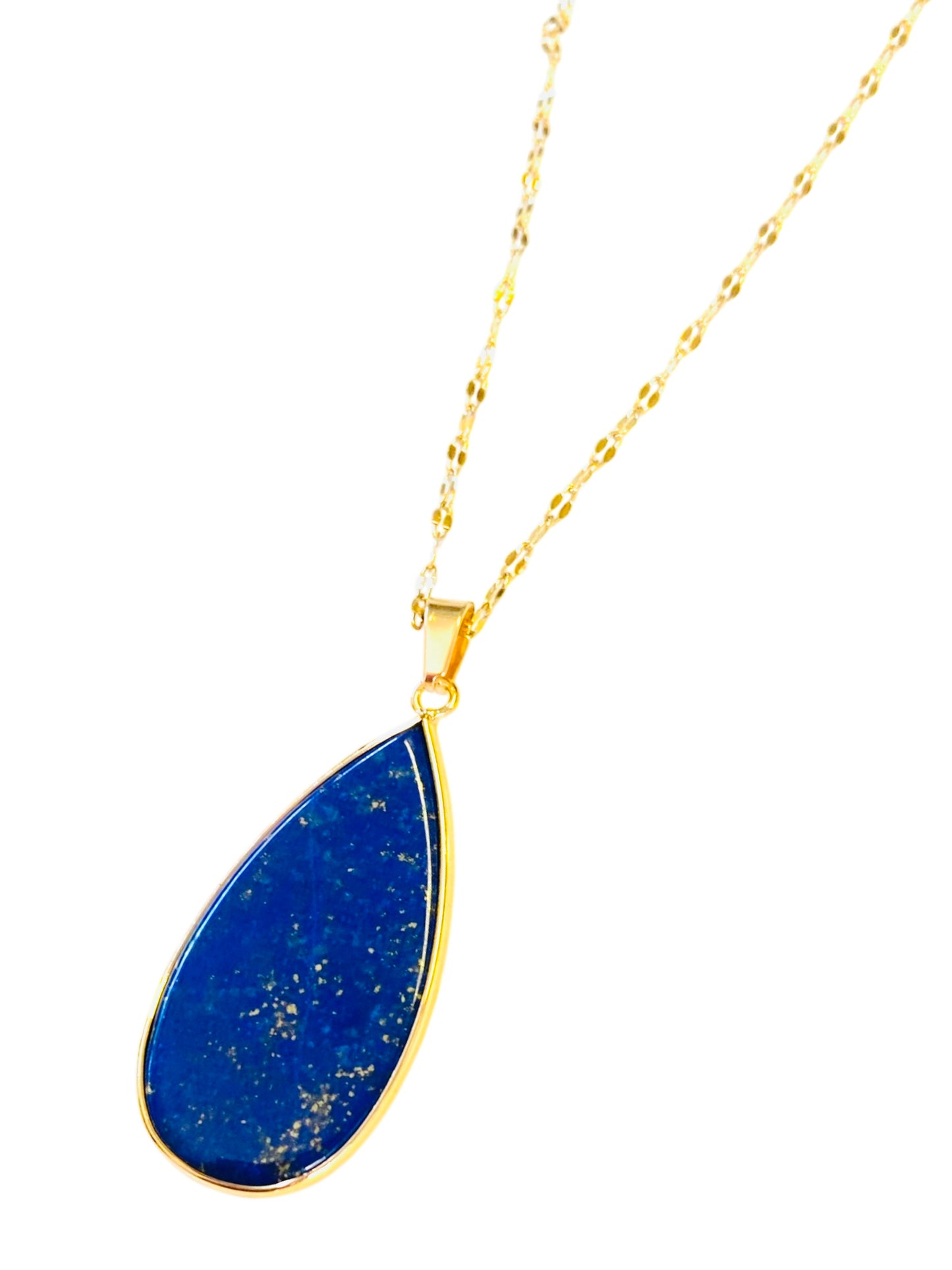 Natural Lapis Stone Teardrop
Pendant Necklace 18k Gold Plated