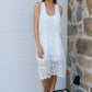 Lace Overlay Dress White Sleeveless