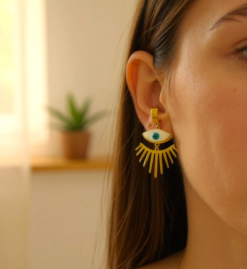 Evil Eye Earrings 18k Gold Plated