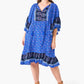 Lelia Print Dress Blue With Bell Sleeves