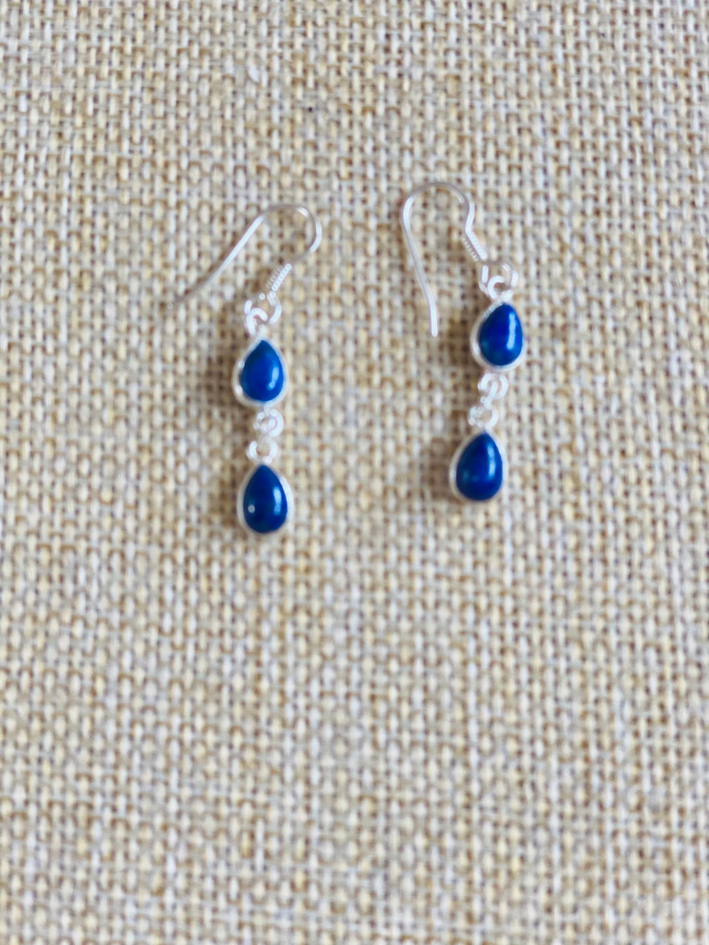 Lapis Lazuli Earrings Dainty Tear drop Sterling Silver